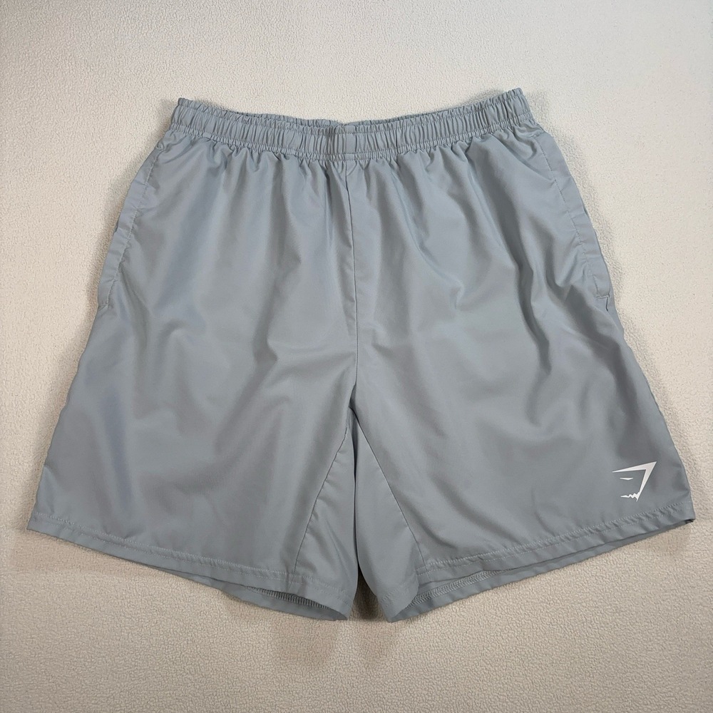Gymshark Arrival‎ 7" Shorts Men's L Cool Blue Slim Fit Unlined Pockets *Mark*